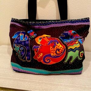 LAUREL BIRCH DOGS Large canvas tote